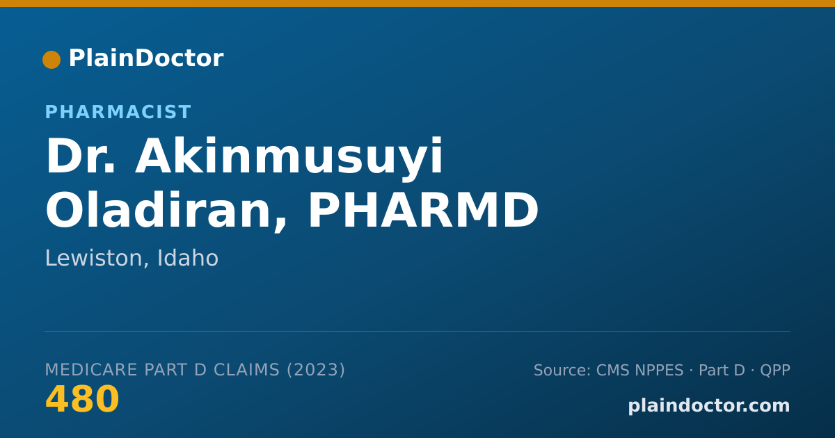 Shareable card for Akinmusuyi Oladiran, PHARMD - Pharmacist, Lewiston, ID