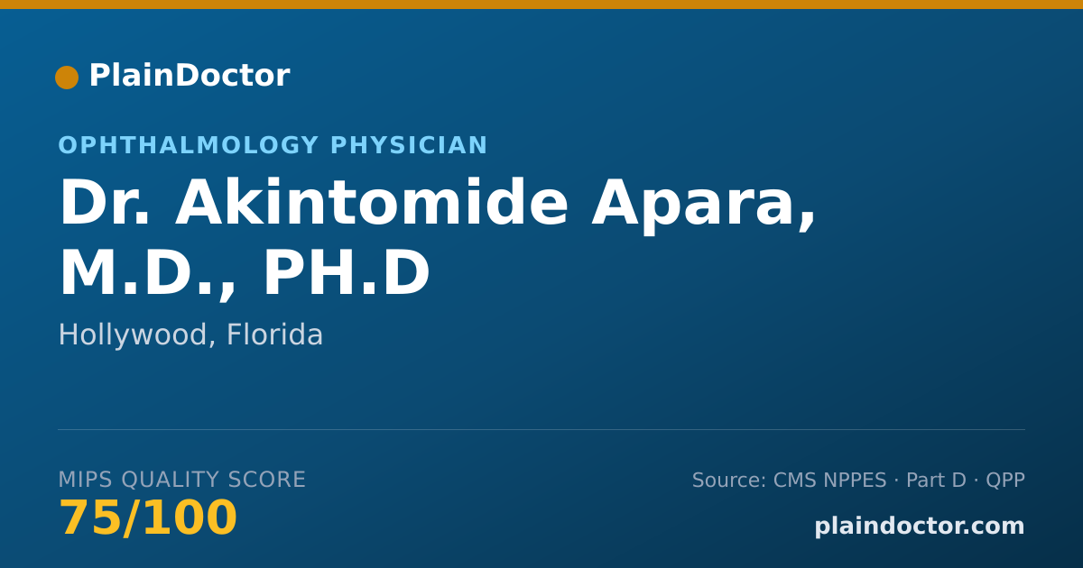 Shareable card for Akintomide Apara, M.D., PH.D - Ophthalmology Physician, Hollywood, FL