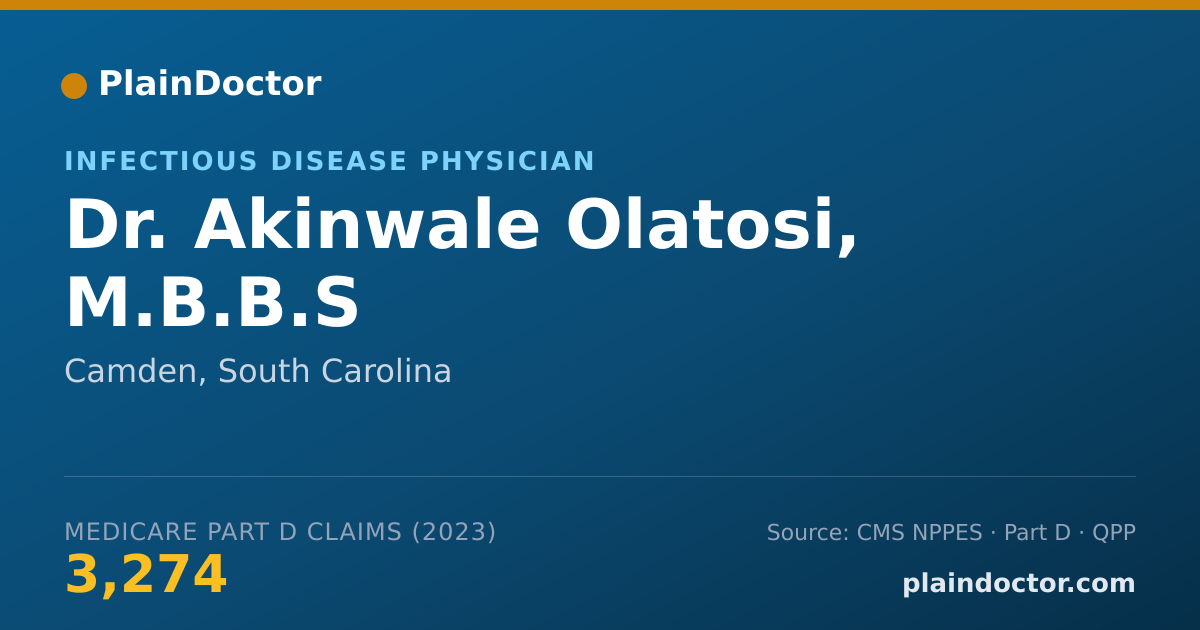 Shareable card for Akinwale Olatosi, M.B.B.S - Infectious Disease Physician, Camden, SC