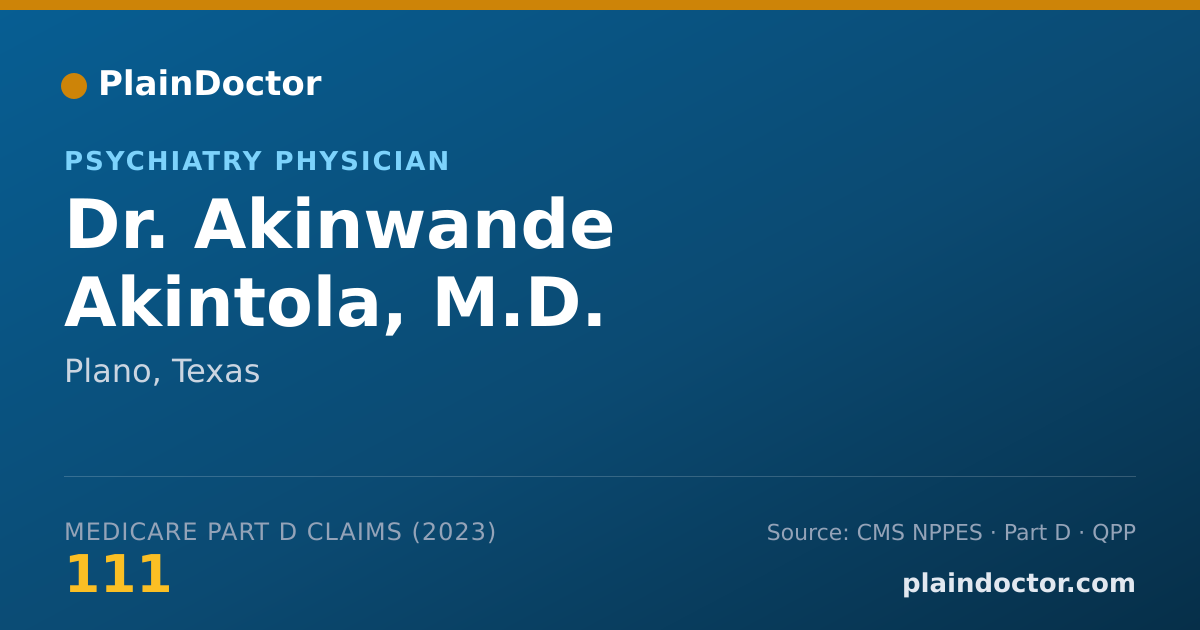 Shareable card for Akinwande Akintola, M.D. - Psychiatry Physician, Plano, TX