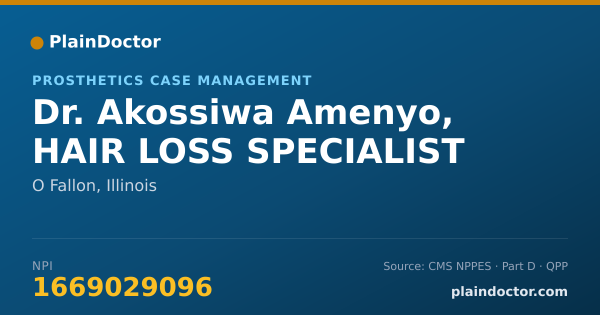 Shareable card for Akossiwa Amenyo, HAIR LOSS SPECIALIST - Prosthetics Case Management, O Fallon, IL