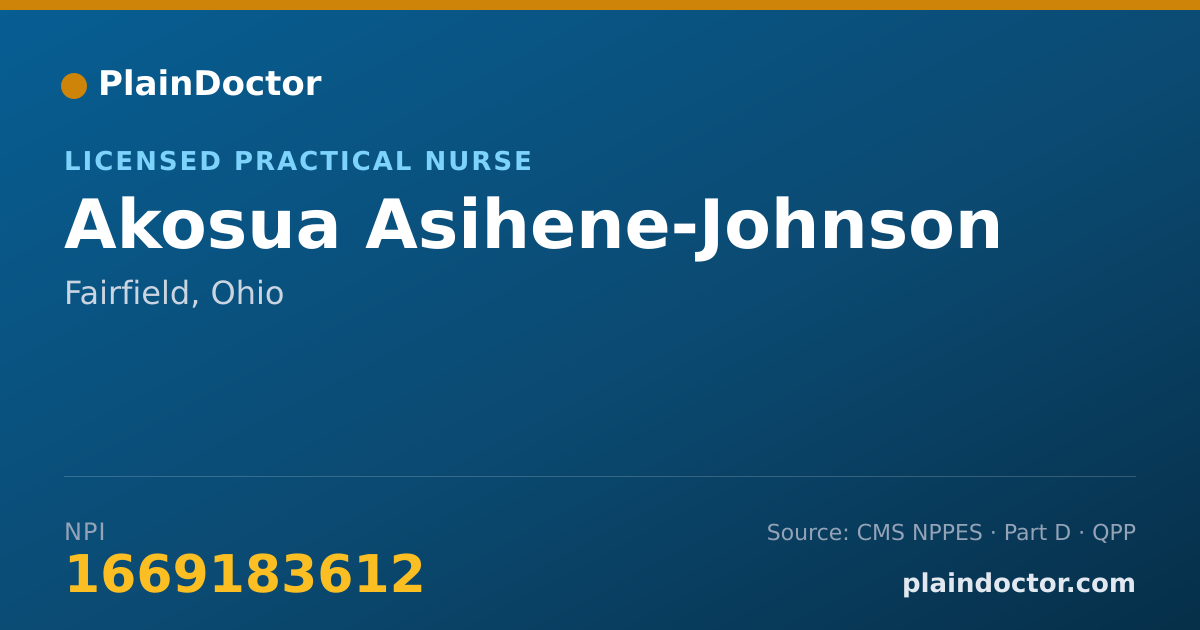 Shareable card for Akosua Asihene-Johnson - Licensed Practical Nurse, Fairfield, OH
