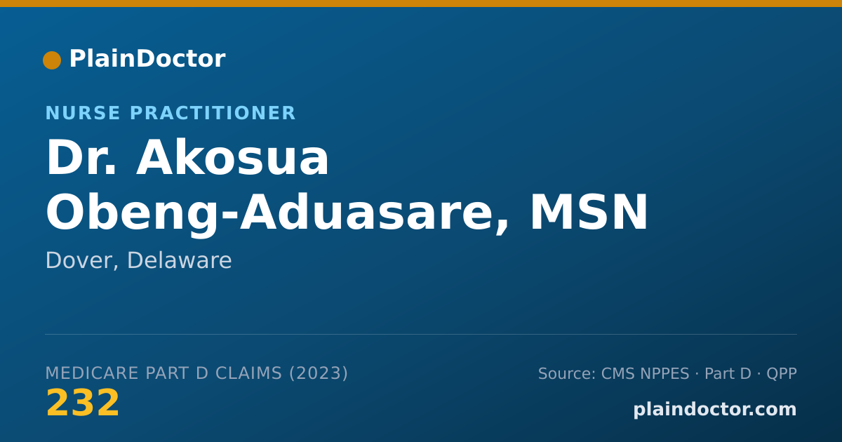 Shareable card for Akosua Obeng-Aduasare, MSN - Nurse Practitioner, Dover, DE