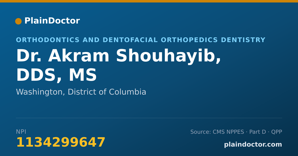 Shareable card for Akram Shouhayib, DDS, MS - Orthodontics and Dentofacial Orthopedics Dentistry, Washington, DC