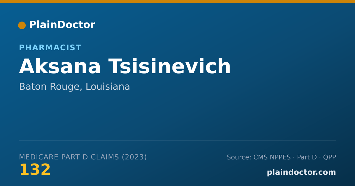 Shareable card for Aksana Tsisinevich - Pharmacist, Baton Rouge, LA