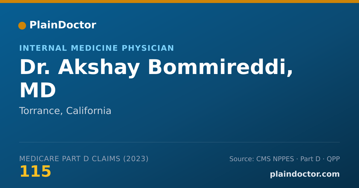 Shareable card for Akshay Bommireddi, MD - Internal Medicine Physician, Torrance, CA