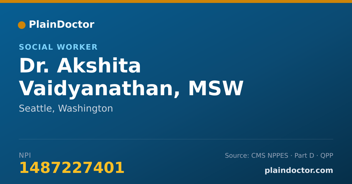 Shareable card for Akshita Vaidyanathan, MSW - Social Worker, Seattle, WA
