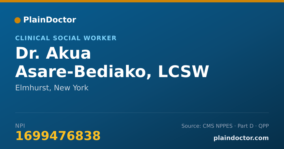 Shareable card for Akua Asare-Bediako, LCSW - Clinical Social Worker, Elmhurst, NY