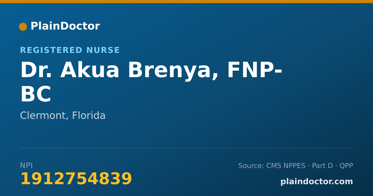 Shareable card for Akua Brenya, FNP- BC - Registered Nurse, Clermont, FL