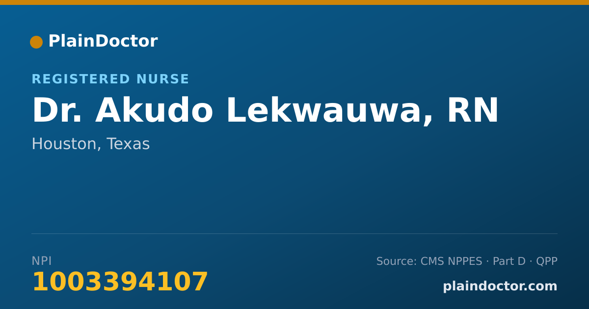 Shareable card for Akudo Lekwauwa, RN - Registered Nurse, Houston, TX