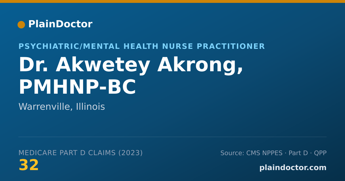 Shareable card for Akwetey Akrong, PMHNP-BC - Psychiatric/Mental Health Nurse Practitioner, Warrenville, IL
