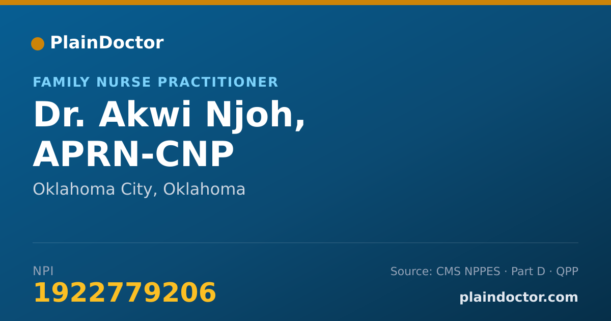 Shareable card for Akwi Njoh, APRN-CNP - Family Nurse Practitioner, Oklahoma City, OK