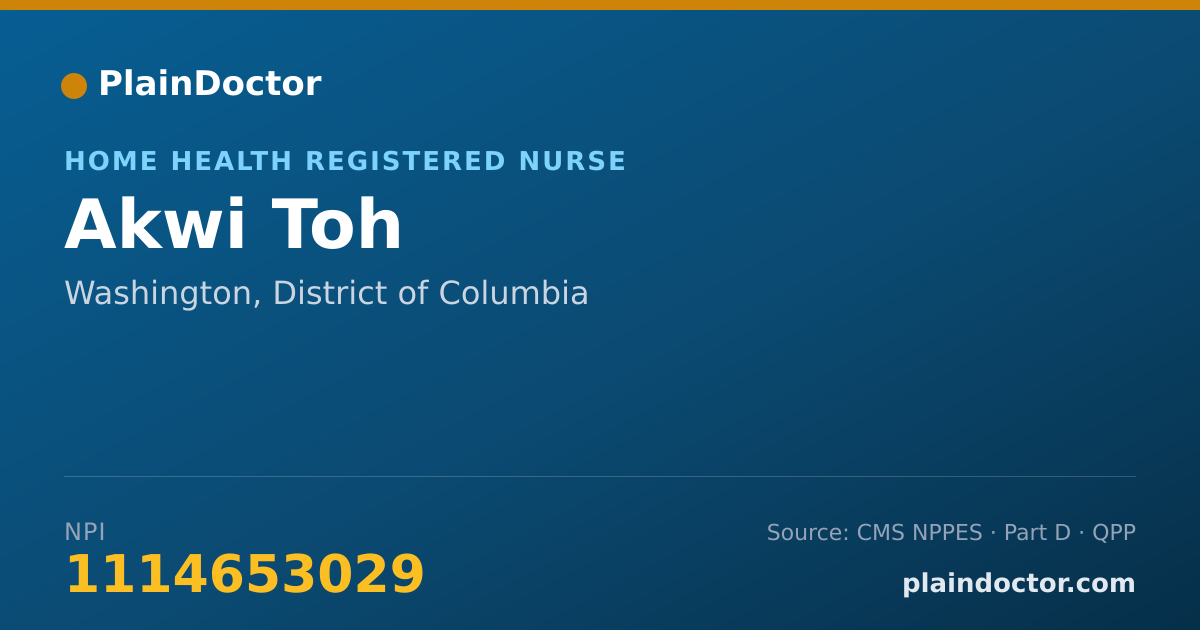 Shareable card for Akwi Toh - Home Health Registered Nurse, Washington, DC