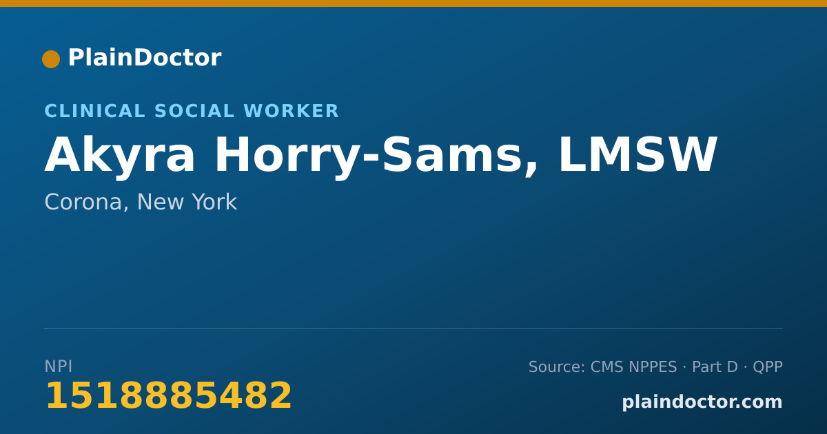 Shareable card for Akyra Horry-Sams, LMSW - Clinical Social Worker, Corona, NY