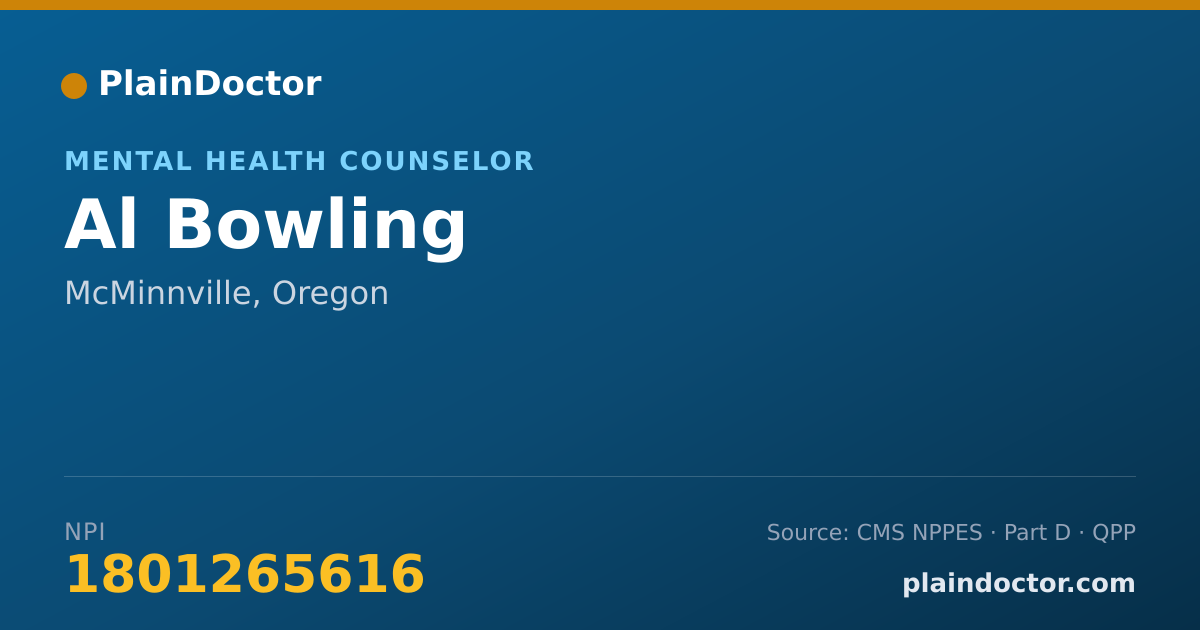 Shareable card for Al Bowling - Mental Health Counselor, McMinnville, OR