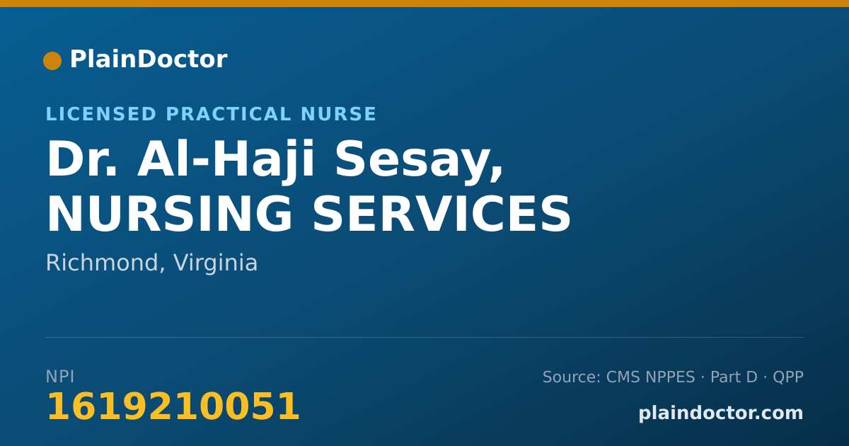 Shareable card for Al-Haji Sesay, NURSING SERVICES - Licensed Practical Nurse, Richmond, VA