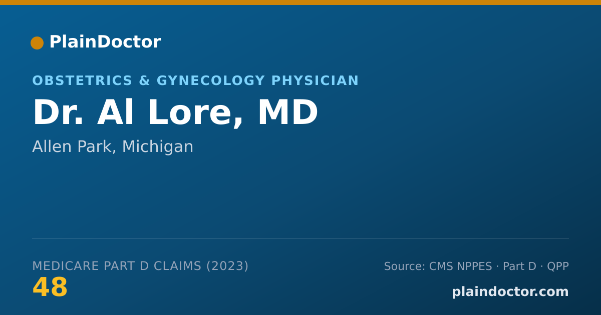 Shareable card for Al Lore, MD - Obstetrics & Gynecology Physician, Allen Park, MI
