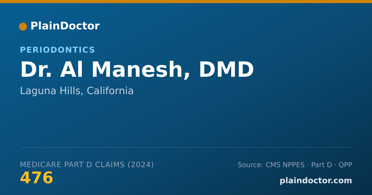 Shareable card for Al Manesh, DMD - Dentist, Laguna Hills, CA