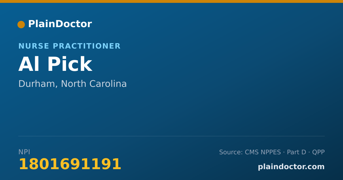 Shareable card for Al Pick - Nurse Practitioner, Durham, NC