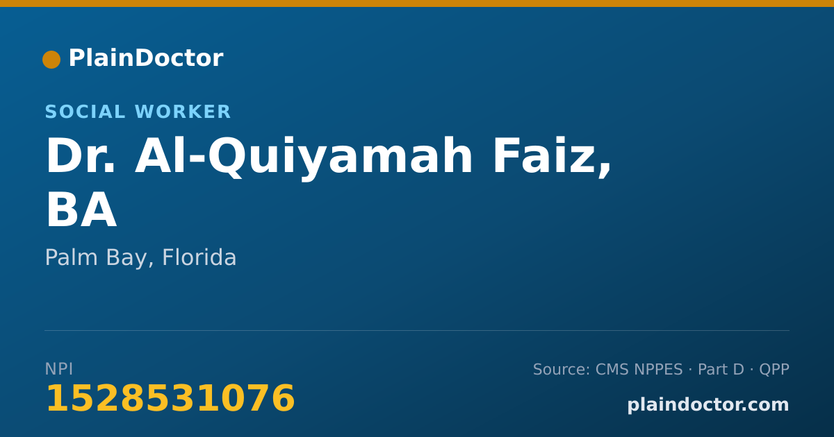 Shareable card for Al-Quiyamah Faiz, BA - Social Worker, Palm Bay, FL