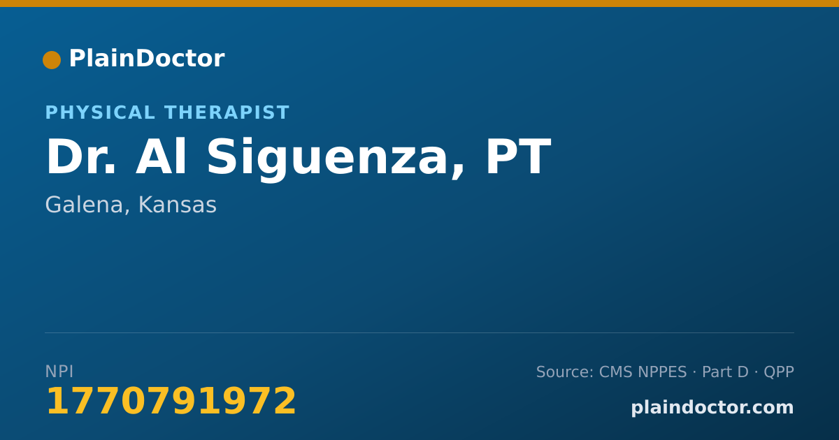 Shareable card for Al Siguenza, PT - Physical Therapist, Galena, KS
