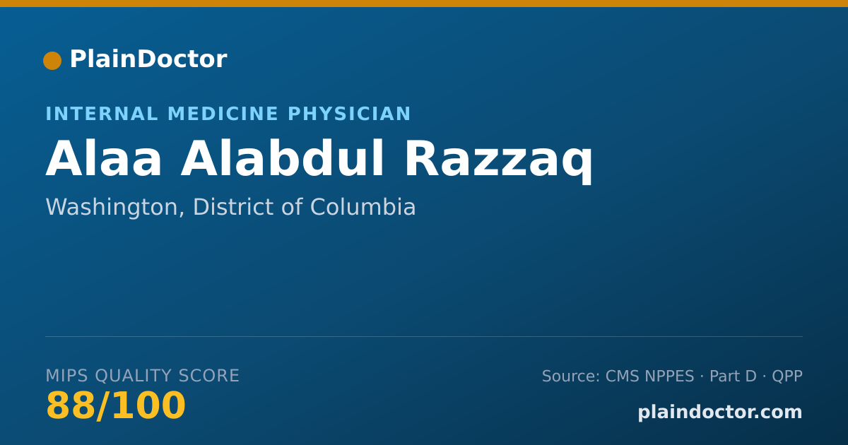 Shareable card for Alaa Alabdul Razzaq - Internal Medicine Physician, Washington, DC