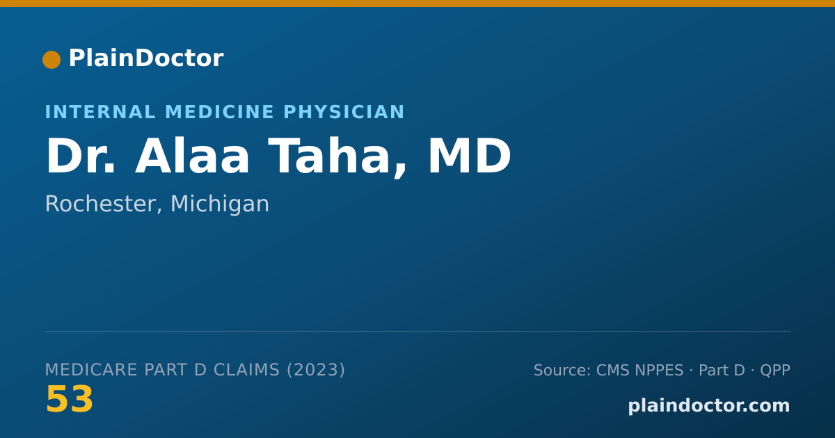 Shareable card for Alaa Taha, MD - Internal Medicine Physician, Rochester, MI