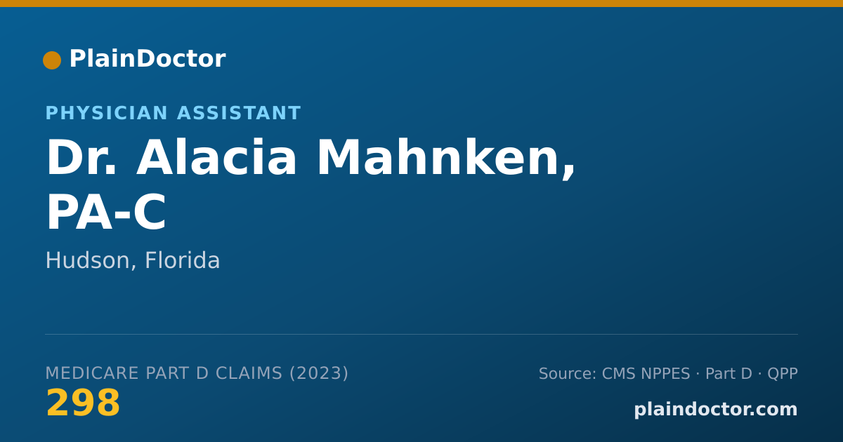 Shareable card for Alacia Mahnken, PA-C - Physician Assistant, Hudson, FL