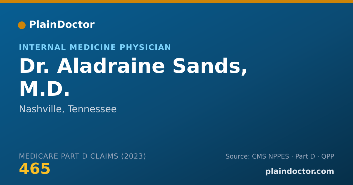 Shareable card for Aladraine Sands, M.D. - Internal Medicine Physician, Nashville, TN