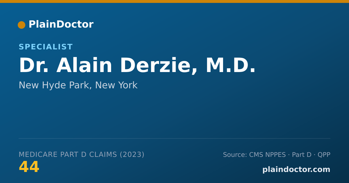 Shareable card for Alain Derzie, M.D. - Specialist, New Hyde Park, NY