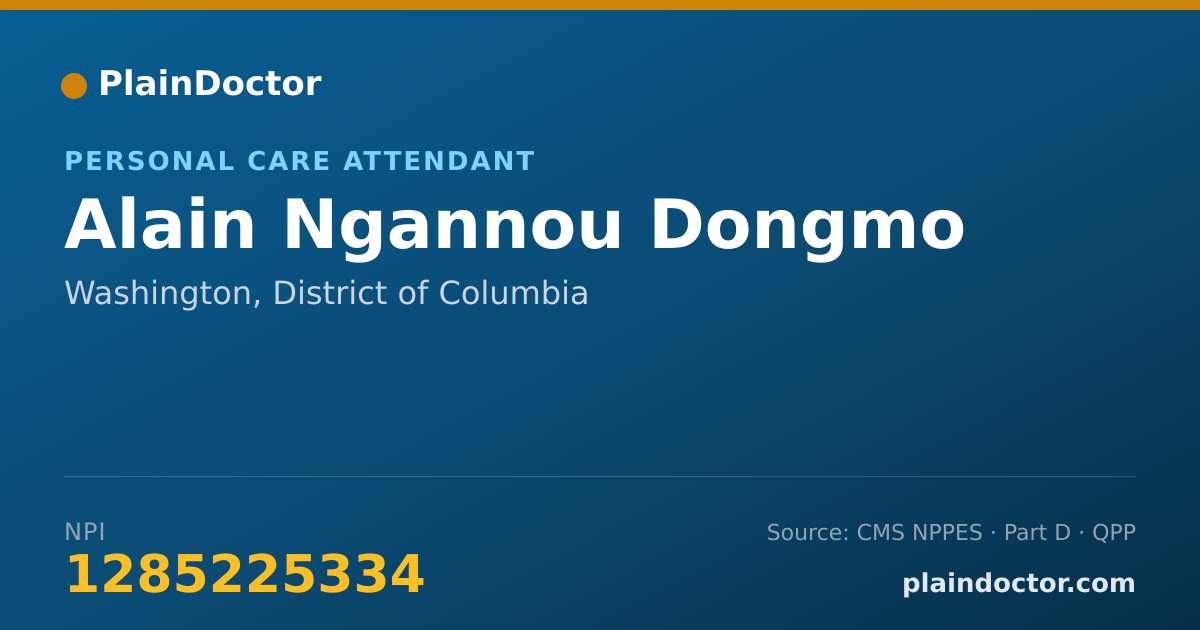 Shareable card for Alain Ngannou Dongmo - Personal Care Attendant, Washington, DC