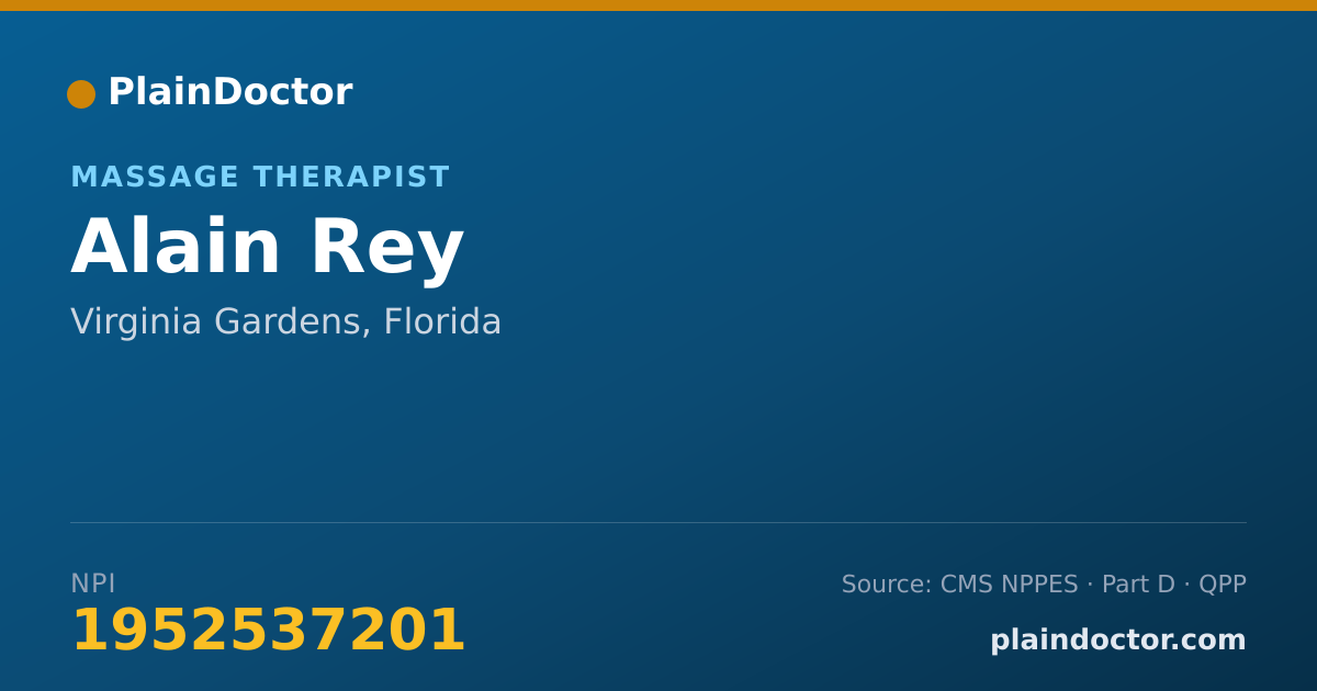 Shareable card for Alain Rey - Massage Therapist, Virginia Gardens, FL