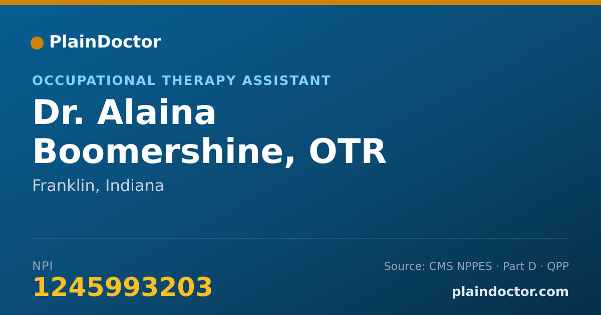 Shareable card for Alaina Boomershine, OTR - Occupational Therapy Assistant, Franklin, IN