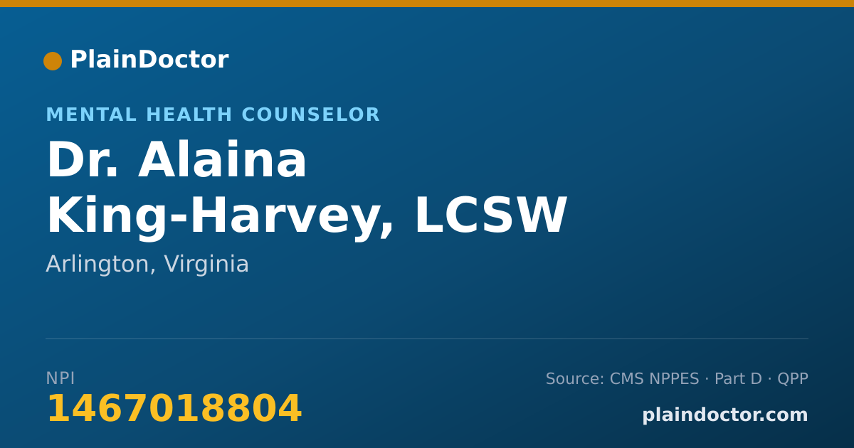 Shareable card for Alaina King-Harvey, LCSW - Mental Health Counselor, Arlington, VA