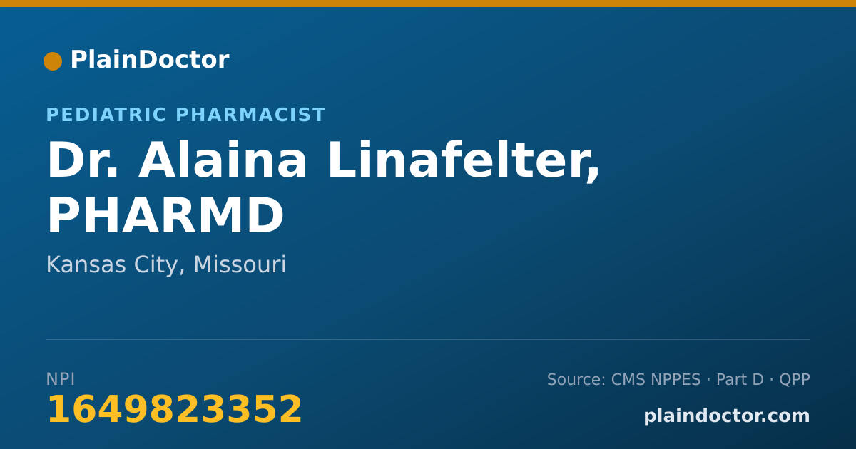 Shareable card for Alaina Linafelter, PHARMD - Pediatric Pharmacist, Kansas City, MO