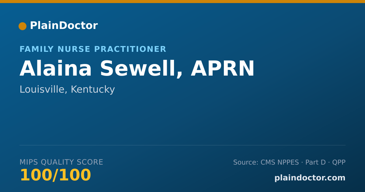 Shareable card for Alaina Sewell, APRN - Family Nurse Practitioner, Louisville, KY