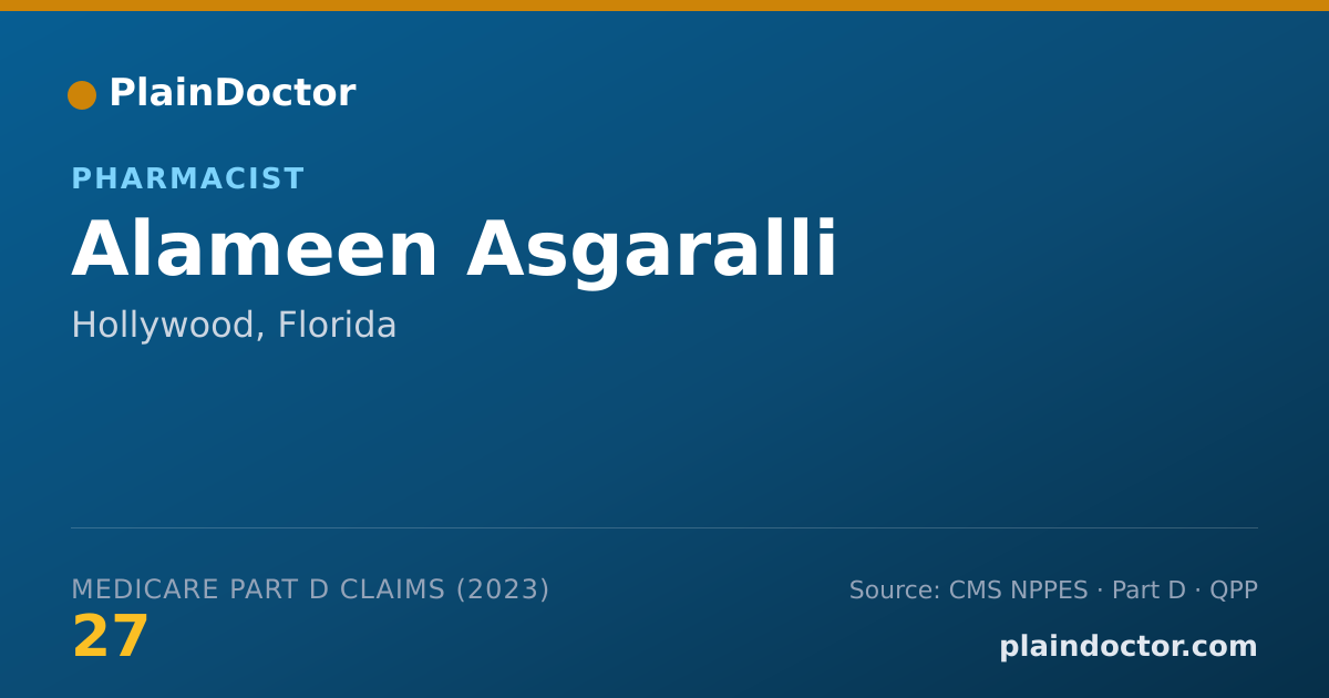 Shareable card for Alameen Asgaralli - Pharmacist, Hollywood, FL