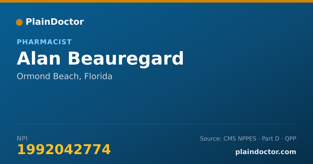 Shareable card for Alan Beauregard - Pharmacist, Ormond Beach, FL