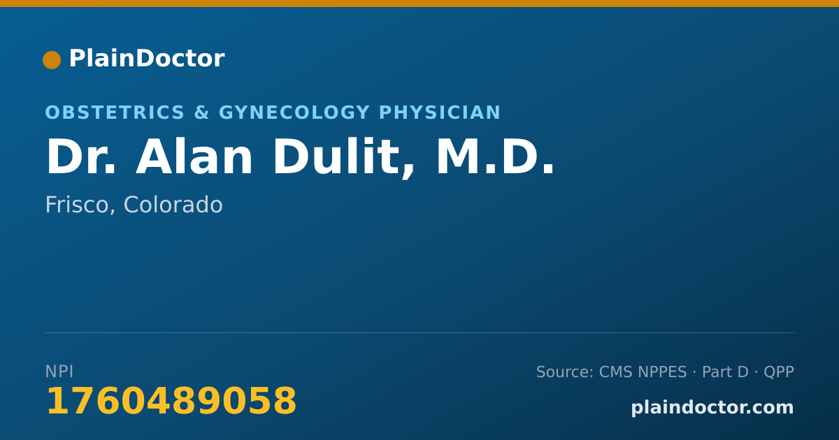 Shareable card for Alan Dulit, M.D. - Obstetrics & Gynecology Physician, Frisco, CO