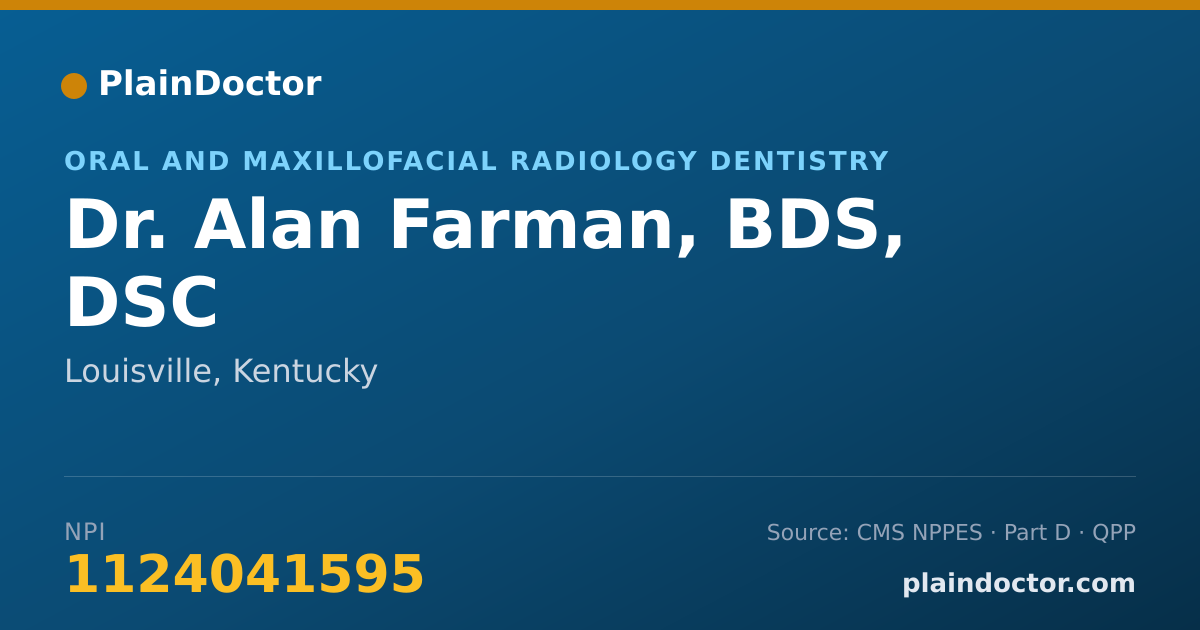 Shareable card for Alan Farman, BDS, DSC - Oral and Maxillofacial Radiology Dentistry, Louisville, KY