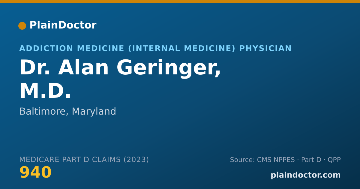 Shareable card for Alan Geringer, M.D. - Addiction Medicine (Internal Medicine) Physician, Baltimore, MD
