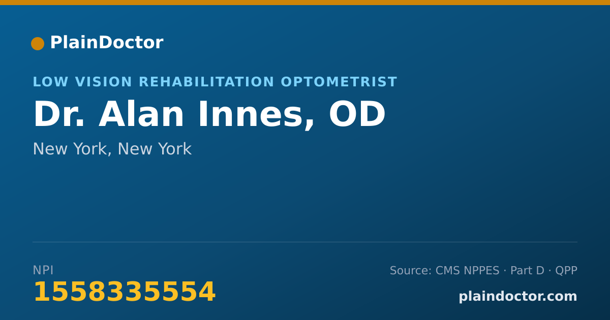 Shareable card for Alan Innes, OD - Low Vision Rehabilitation Optometrist, New York, NY