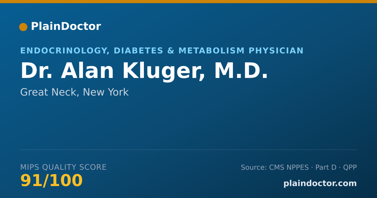 Shareable card for Alan Kluger, M.D. - Endocrinology, Diabetes & Metabolism Physician, Great Neck, NY