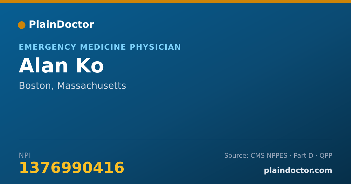 Shareable card for Alan Ko - Emergency Medicine Physician, Boston, MA