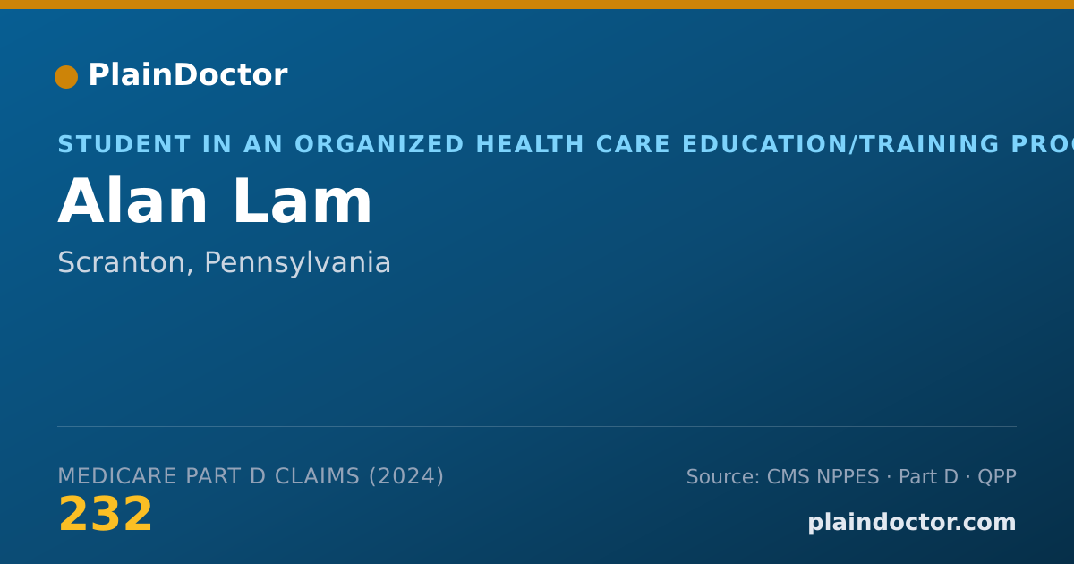 Shareable card for Alan Lam - Student in an Organized Health Care Education/Training Program, Scranton, PA