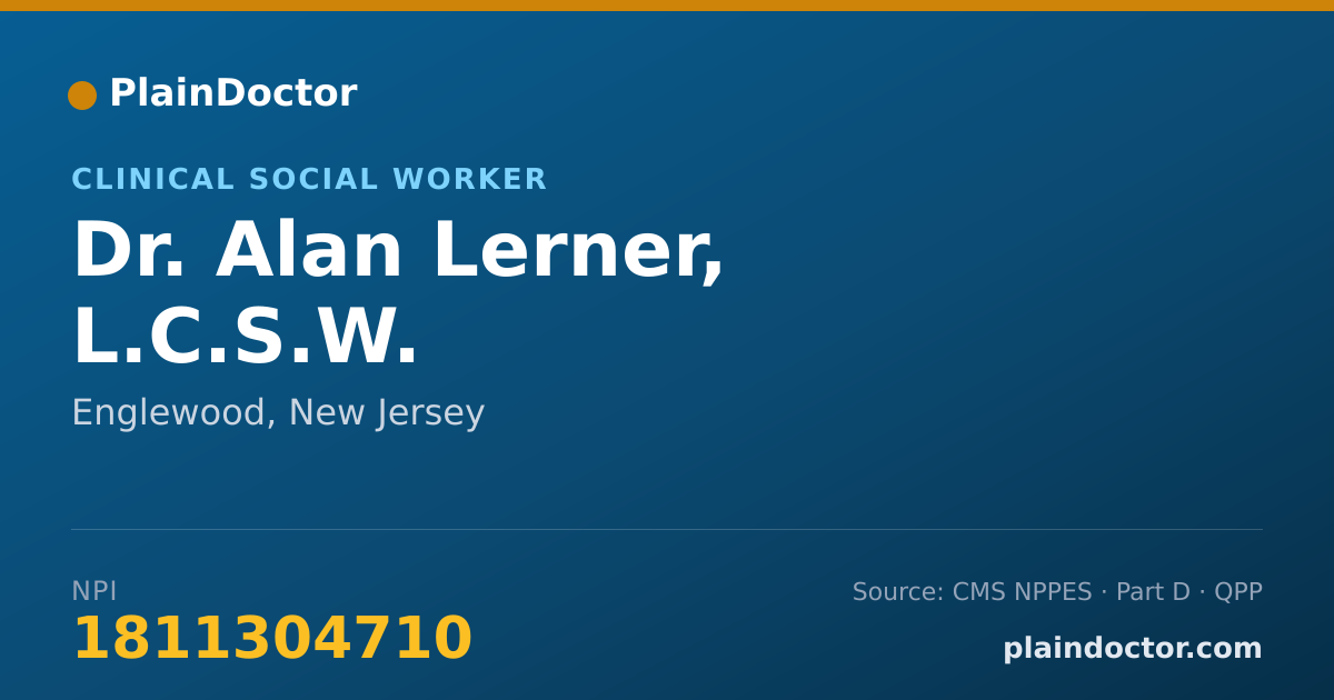 Shareable card for Alan Lerner, L.C.S.W. - Clinical Social Worker, Englewood, NJ