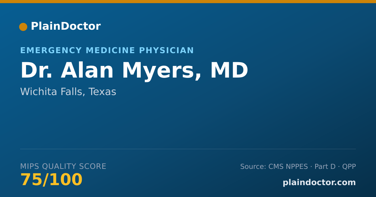 Shareable card for Alan Myers, MD - Emergency Medicine Physician, Wichita Falls, TX