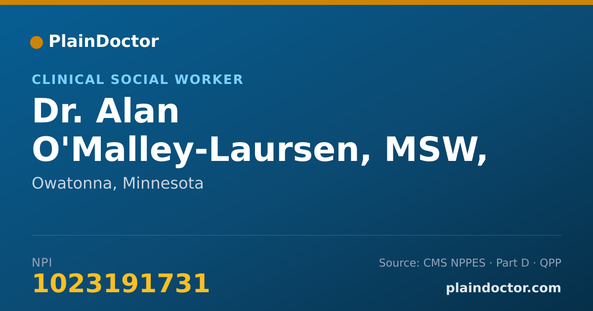 Shareable card for Alan O'Malley-Laursen, MSW, LICSW - Clinical Social Worker, Owatonna, MN