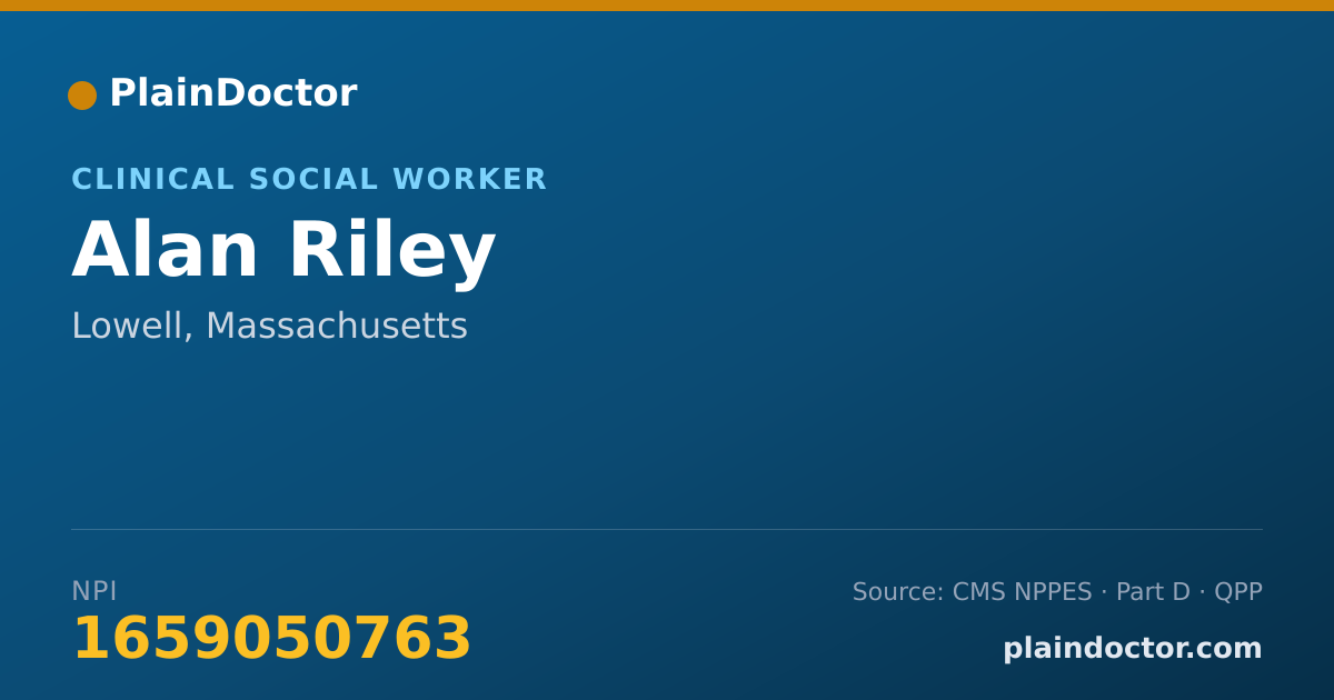 Shareable card for Alan Riley - Clinical Social Worker, Lowell, MA