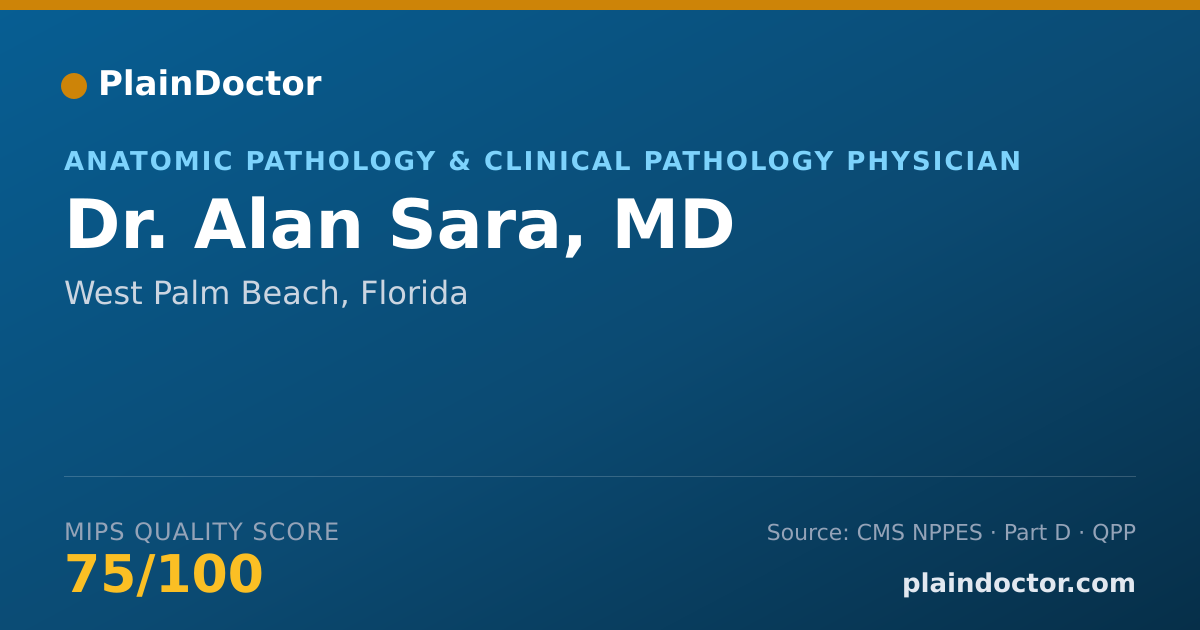 Shareable card for Alan Sara, MD - Anatomic Pathology & Clinical Pathology Physician, West Palm Beach, FL